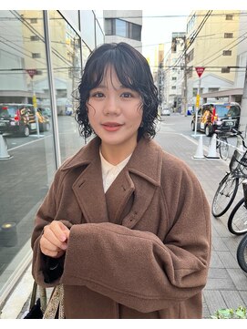 カフ(CAF) CAF FUKO/黒髪ウルフ/くるくるパーマ/イメチェン/大阪/心斎橋