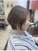 白髪ぼかしカラー/ショートボブ/グレージュ/前髪矯正