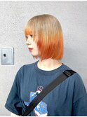 ホワイトベージュ オレンジ ルーツグラデーションエンドカラー