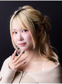 お団子ハーフアップ