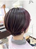 ショートボブ×ポイントカラー
