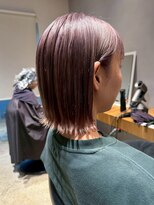 ナチュラル ヘアーデザイニング(Natural hair designing) 外ハネボブ/耳掛けボブ/くすみピンク/ラベンダーピンク/ツヤ感