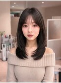 大人女性の顔まわりレイヤー×透明感ベージュ