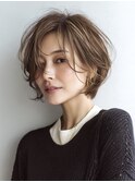 ◇大人可愛い20代30代40代50代前下がりショートボブ丸みショート