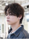 原宿ルーズパーマシャドウパーマメンズカットラウンドマッシュ