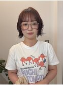 オレンジボブパーマ