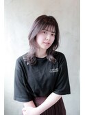 〈韓国風くびれミディ〉シースルーバング×透け感カラー