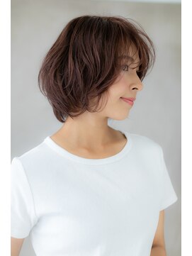 カバーヘア イヴ 戸頭店(COVER HAIR EVE) シースルーバングピンクベージュ小顔ミニボブY戸頭20代30代40代