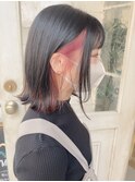 大人可愛いインナーカラーイヤリング推しカラー梅ヶ丘美容室