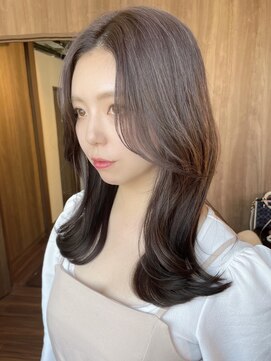 ヒョンミョン ライズバイレボ 柏西口店(hyon myon/RISEbyREVO) 顔周りカット/ラベンダーグレージュ