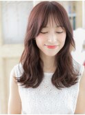 mod's姪浜/チェリーレッド大人かわいい外ハネ小顔くびれヘアg