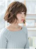 ■くすみベージュデジタルパーマ抜け感小顔ボブ52-5上尾30代40代