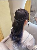 髪の毛リボンハーフアップ