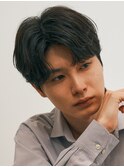 メンズセンターパート七三分けパートニュアンスパーマ刈り上げ