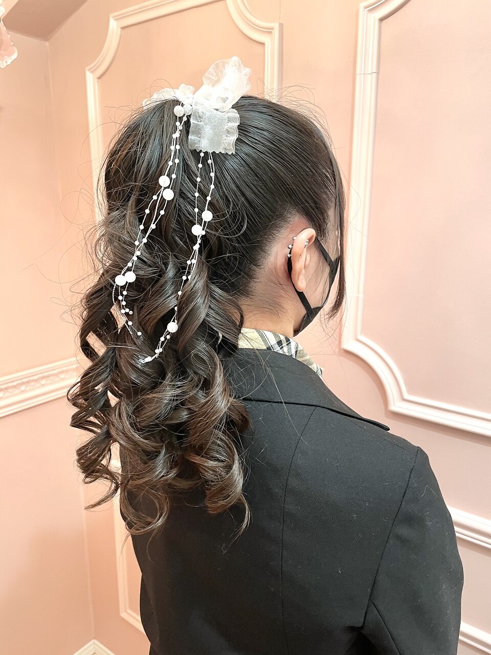 まおりんのパールも揺れちゃうポニーテール 新宿ヘアセット