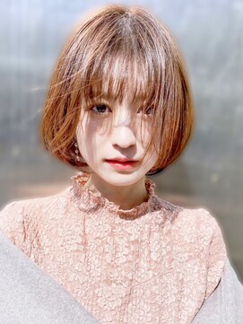 アース 綱島店(HAIR&MAKE EARTH) 20代30代40代ダブルカラーブリーチ耳掛けシースルーバンク