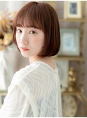 ツヤ髪ミルクティーピンク切りっぱなしボブa戸頭20代30代40代