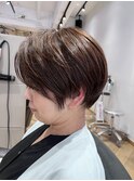 前髪長めのエモいショートを女性らしく　神戸垂水archive
