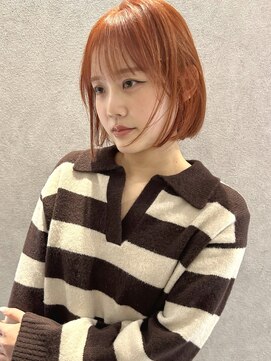 コト 福井大和田店(coto) 福井 大和田 ハイトーンカラー ボブ オレンジブラウン