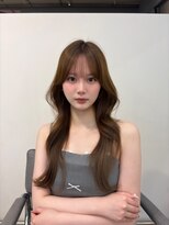 ノク 渋谷(nok)&nbsp;ヨシンモリハニーベージュシースルーバング_くびれヘア