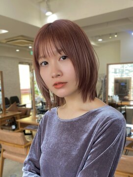 ガーデン 渋谷(GARDEN) ボブ　レイヤーカット　顔周り　前髪カット　ピンクベージュ