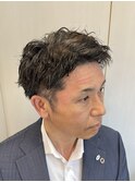 メンズビジネス清潔感アップバングショート理容室眉毛カット
