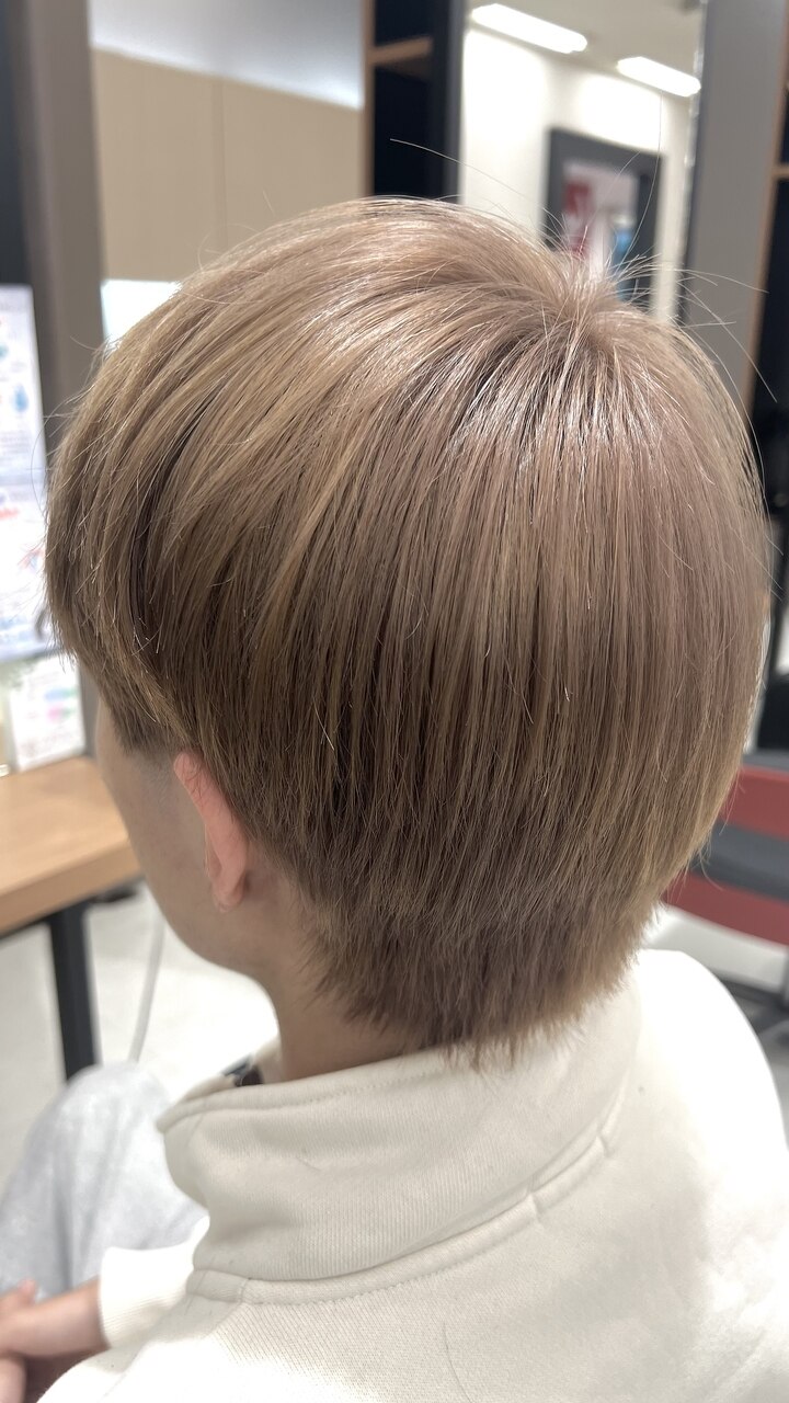 ワンカラーミルクティーベージュ/ブリーチ1回/ダブルカラー