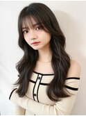 小顔前髪顔まわりシースルーバング黒髪暗髪レイヤーカット