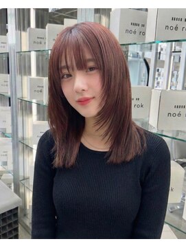 顔まわりレイヤーカット/チェリーレッド/前髪あり/岐阜n01