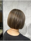 白髪染ハイライトカラー　ボブスタイル[20代30代40代50代]