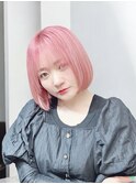 ショートボブ ハイトーン ピンク 髪質改善 赤坂見附 美容室