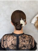 結婚式お呼ばれ/シンプルシニヨン