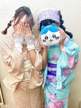 ヘアセットアップス(UP's) お友達と♪『浴衣着付け+セット』お揃いじゃないけど可愛い(^-^)