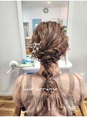 ねじり編みおろしヘアアレンジ