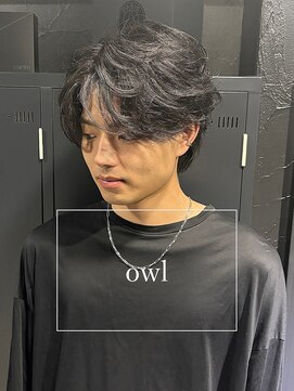 アウル 心斎橋(owl) フェザーパーマ×センターパートウルフ×ニュアンスパーマ×黒髪