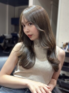 ニーフ 恵比寿(neaf) くびれヘアアプリコットオレンジハイライトカラー