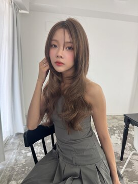 アンジェリカラボ 梅田店(ANGELICA LABO) 韓国風くびれレイヤーカット×グレージュ×透明感ブラウン川又