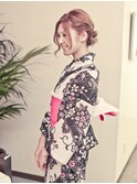 浴衣の《編み込み》アップセット