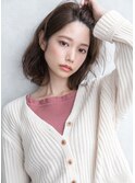 ミディアム×小顔×ブラウンベージュ..