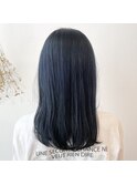 20代30代40代◎小顔ワンレンボブ×ブルーブラック×アッシュ