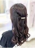 結婚式 二次会 お呼ばれ ハーフアップ×ヘアピンアクセ付き