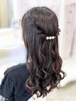 結婚式 二次会 お呼ばれ ハーフアップ×ヘアピンアクセ付き