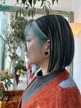 ルーヴェ(LOWE) ターコイズブルー×ボブヘア(a