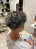 無造作パーマツイストスパイラルパーマツーブロックメンズカット