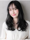 大人美人小顔韓国風巻き毛先パーマ黒髪ロングX北浦和30代40代