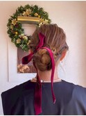 編み込みアップスタイルヘアセット成人式ヘアセット前髪カット