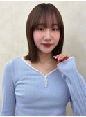 顔周りカット/縮毛矯正/ダークブラウン/コーラルピンク/ボブ