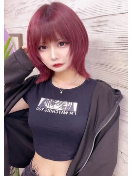 カプセル シンジュク(CAPSULE) ☆CAPSULE☆ワインレッド＆ウルフカット