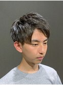 ビジネスナチュラル ツーブロックマッシュショート アップバング