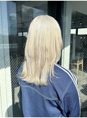 金髪ウルフ レイヤー ホワイトブロンドブリーチ2回～